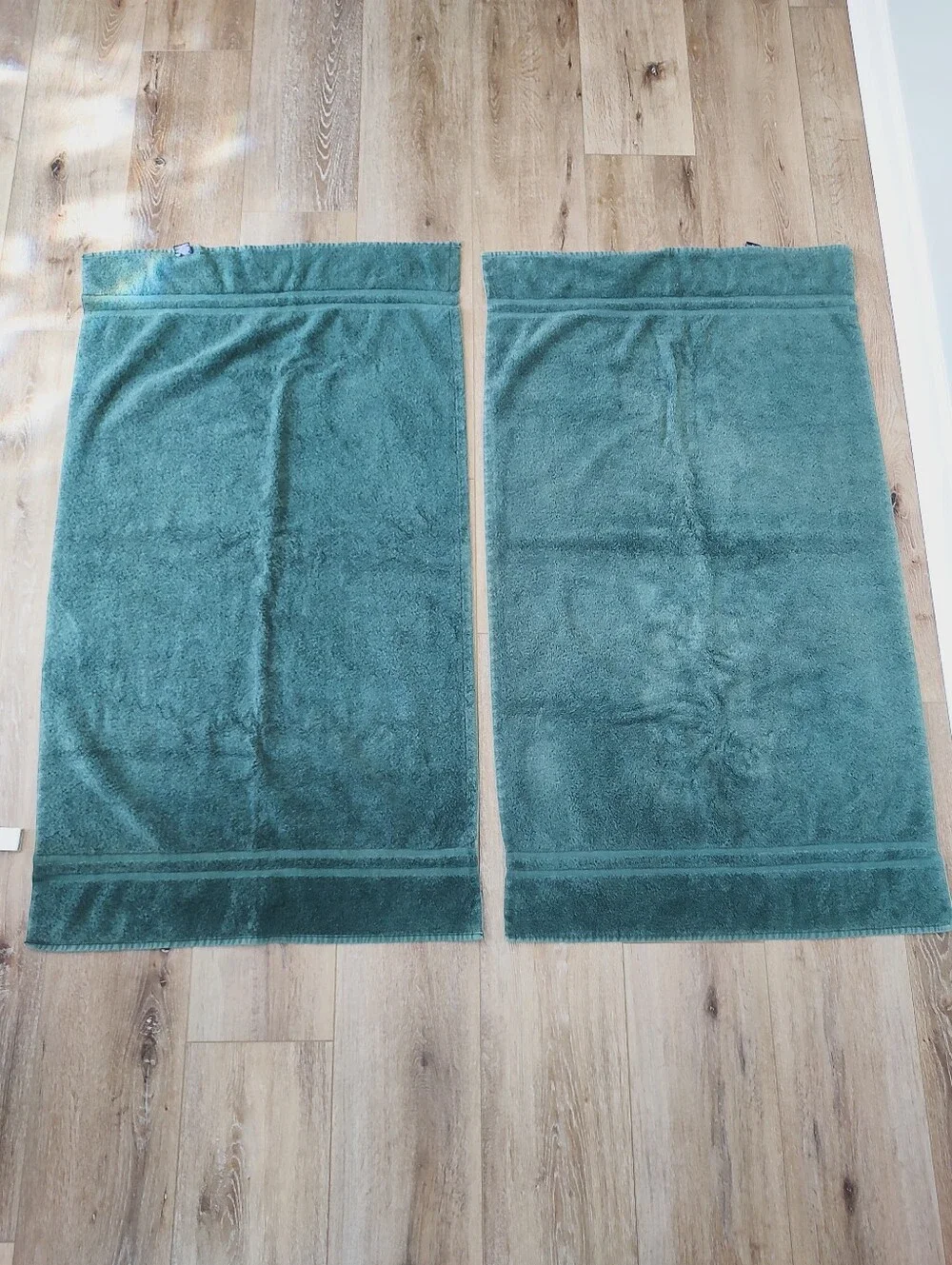 Ralph Lauren Cotton Vintage Large Bath Towels Set Of Two Green USA